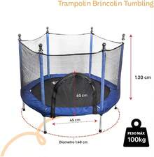 Trampolin Para NiñOs Infantil Con Red De  |   BrincolíN Para NiñOs Para Fiestas Interiores Y Exteriores |   Postes Protegidos Acolchados Cubiertos |   2 Colores - Azul - Ver 6