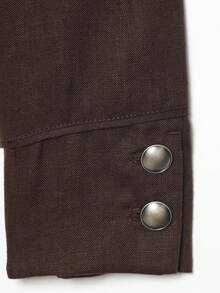 Women's Double-Breasted Napoleon Military Style Open Front Jacket - Chocolate Brown - View 8