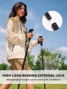 CAMEL CROWN Tongkat Hiking/Trekking Teleskopik Portabel Paduan Aluminium Profesional untuk Aktivitas Luar Ruangan - Malam Gelap - View 3