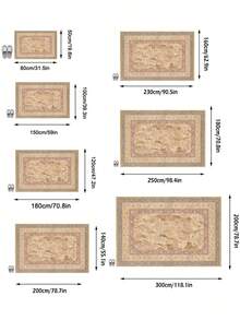 1PC Paisley Pattern Faux Cashmere Machine Washable Area Rug, Middle Eastern Persian Style Exotic Classical Palace Rectangular Soft Carpet, Living Room Bedroom Home Decor, All Season Use, Aesthetic Home Decoration - Multicolor - View 3
