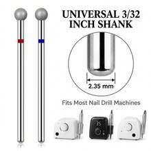 2Pcs Ball-Shaped Diamond Nail Drill Bits For Cuticle Cleaning, Dead Skin Removal And Manicure Prep ,Standard 3/32"Shank - Multicolor - View 4