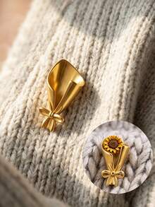 1pc Fall Decor Bowknot Flower Bouquet Shape Lapel Pins Dried Flower Holder Suit Collar Decor Brooch Fall Style Multi-Purpose Pin Brooch Jewelry Women - Brooch - View 4