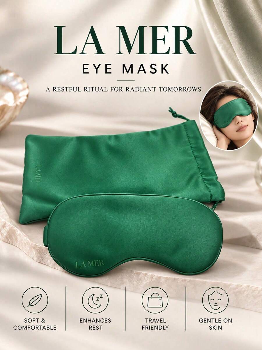 La Mer Eye Mask, 21*9cm, Storage Pouch 25*12cm, Single Piece, Silky Blackout, Skin-Friendly Sleep Aid, Suitable For Home And Travel