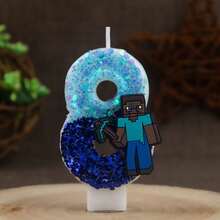 1pc Cute Cartoon Glitter Birthday Candle Set 0-9 Number Cake Decor Plug-In, Birthday Party Anniversary Celebration Dessert Table Decoration, Suitable For Birthday Party, Halloween, Christmas, Best Gift For Fans - Multicolor - View 2