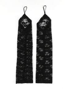 1 Pair/2 Pairs Women's Lace Pattern Elegant Versatile Fingerless Gloves Suitable For Outing Matching - Black - View 15