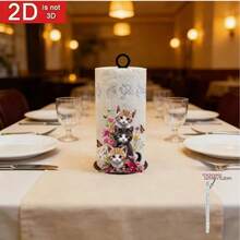 New All-Season Acrylic Decorative Item: Flowers, Butterflies And 3 Cats 2D Creative Acrylic Napkin Holder, Perfect For Kitchen Paper Storage, Suitable For Holiday Party Decoration, Beautiful And Affordable Price - View 2