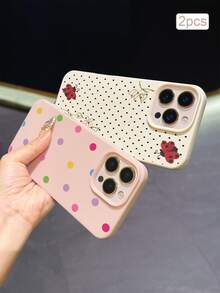 2 buah Casing Pelindung TPU Motif Polka Dot Tahan Guncangan Perlindungan Penuh yang Presisi, Kompatibel dengan Apple 11/12/13/14/15/16/16Pro/16ProMax/17/17pro/17ProMax/18pro 18ProMax - MultiWarna - View 4