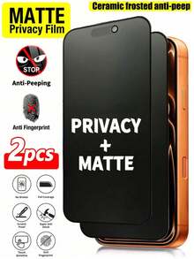 2pcs Matte Anti-Peeping Ceramic Screen Protector, Compatible With Phone 17 Pro [6.3 Inch], Flexible Matte Anti-Peeping Ceramic Film, Full Coverage, Anti-Fingerprint, Anti-Drop, Anti-Glare, Compatible With Phone DUO/18/18 Pro/18 Pro Max/17 Pro Max/17 Air/17/16E/16 Pro - 2PCS Matte Privacy - View 9