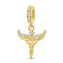 1Pc Mixed 18k Gold Plated Symbol Charms For Bracelet NecklaceDiy Jewelry Bead Pendant Large Hole CZ Hamsa Hand Cross Pattern Angel Daily Wear - Gold - View 20