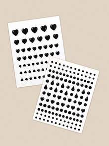 STARTTOOS 2PCS Black Heart Rhinestone Stickers + Water Drop Dot Rhinestone Stickers Halloween Makeup Halloween Costume Party Gift Face & Body Decoration Rhinestone Stickers - Black - View 7