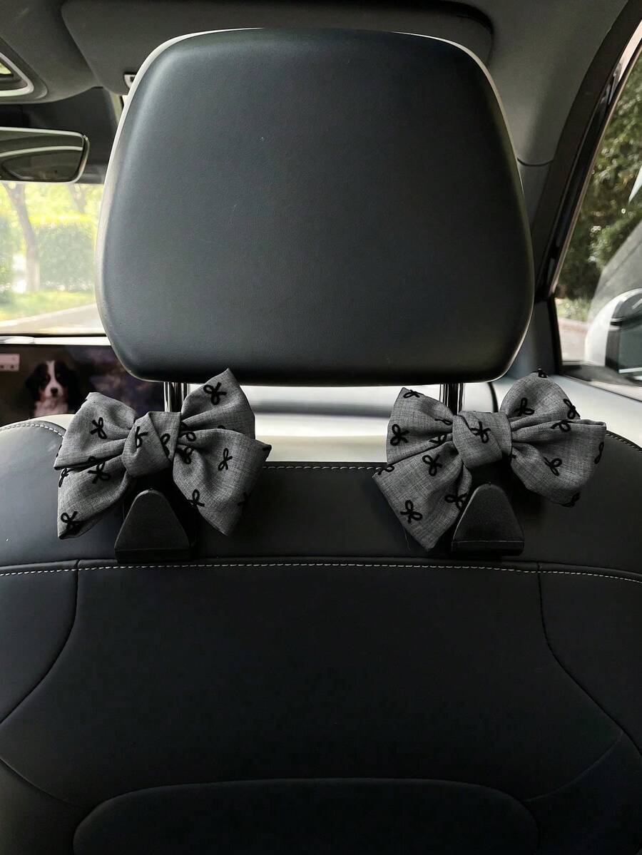 2pcs Double Layer Bow Car Hooks, Creative Car Seat Back Storage Hooks ...