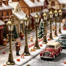 3pcs Vintage Mini Street Lamp Model, Nostalgic Street Scene Decor, Suitable For Desktop Layout And Photography Scene Decoration, No Electricity Required And No Lighting Effect - Street Light - View 1