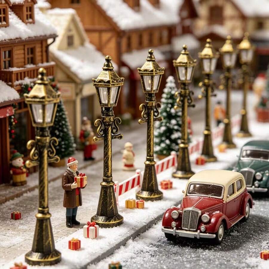 3pcs Vintage Mini Street Lamp Model, Nostalgic Street Scene Decor, Suitable For Desktop Layout And Photography Scene Decoration, No Electricity Required And No Lighting Effect - Street Light - View 1