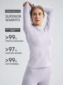 CAMEL CROWN Women's Merino Wool Thermal Base Layer Set, Warm & Quick-Dry Winter Underwear For Hiking, Skiing & Outdoor Activities - Flower Purple - View 1