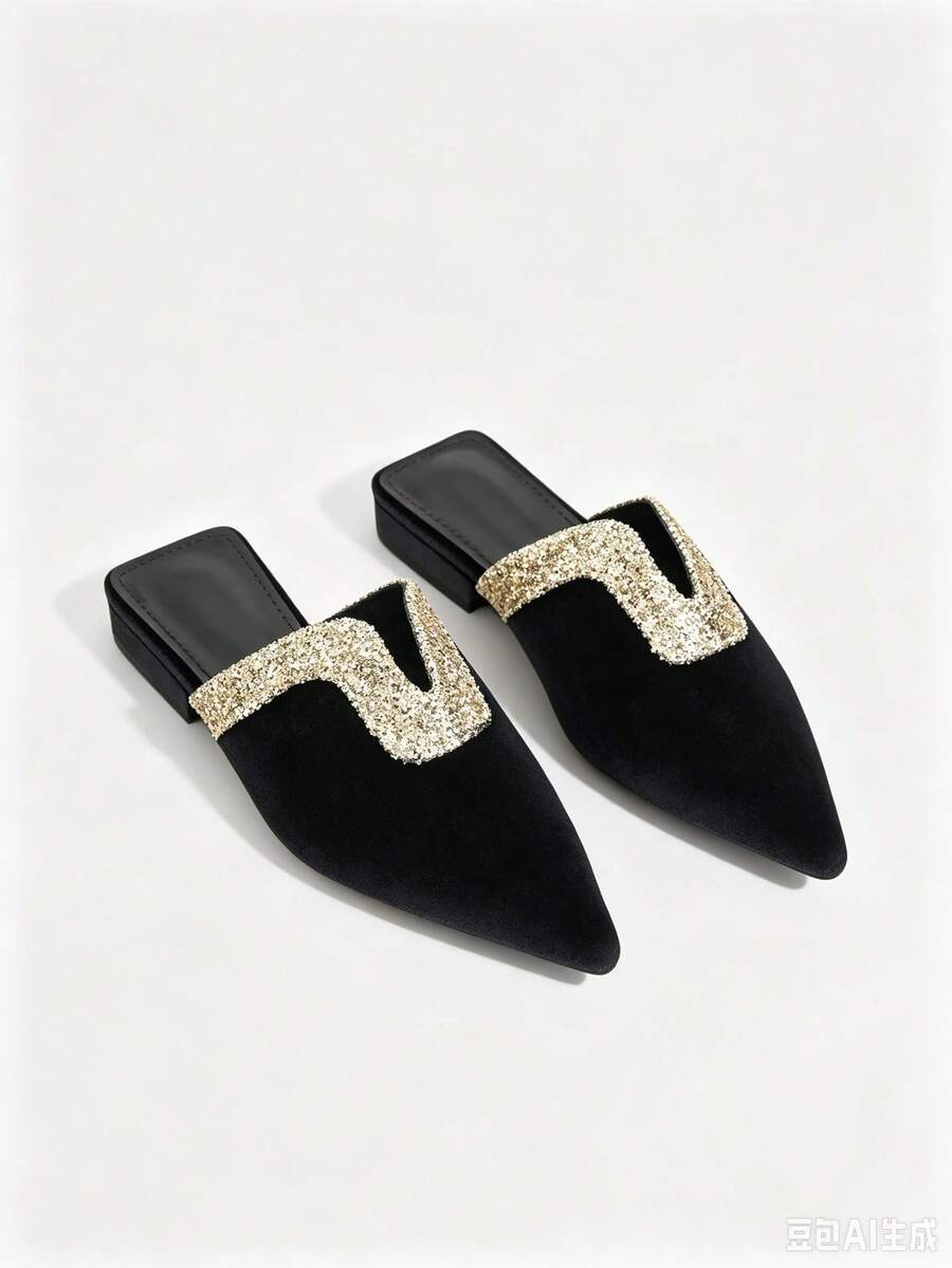 Women's Pointed Toe Design Daily Versatile Fashion Flat Shoes - Black - View 1
