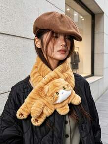 1 Set Cute Orange Cat Gloves Set, Thick Long Fur Fabric Soft And Skin-Friendly, Windproof And Heat-Locking, Suitable For Outdoor Commuting, Shopping And Travel. Cartoon Adorable Cat 3D Design, Gloves With Hanging Rope To Prevent Loss, Flip Cover For Finger Exposure Convenient For Phone Operation, High-Value Aesthetic Accessory, Suitable For Girls' Daily Wear, Christmas, Birthday, Best Friend Holiday Warm Gift, Essential For Autumn And Winter Warmth. - Multiple Styles - View 3