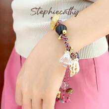STEPHIECATHY Fashionable Colorful Rope Knot, Shell & Flower Decor Beaded Handmade Bracelet, Keychain, Pendant, Suitable For Phone, Bag, Purse Accessories, Valentine's Day Gift - Multicolor - View 9