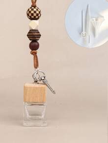 8ML Car Mounted Perfume Empty Glass Bottle, Manual Perfume Bottle With Beaded Chain Wooden Cover, Rearview Mirror Pendant, Lady's Bag Accessories, Portable Replaceable Perfume Container, Suitable For Holiday Gifts, Daily Use - Multicolor - View 11
