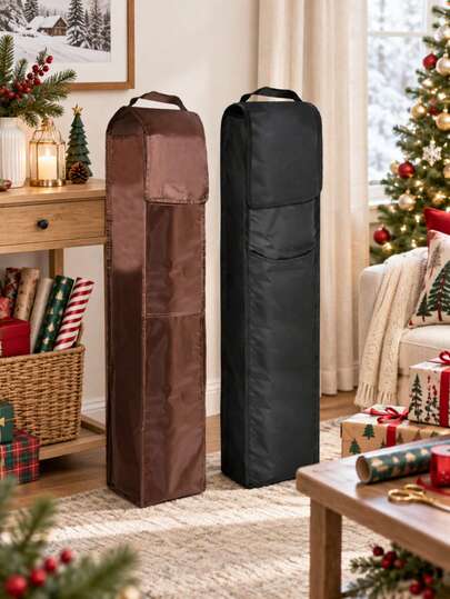 1pc Christmas Gift Wrapping Paper Storage Bag, Waterproof Oxford Cloth Gift Wrapping Organizer Bag, Foldable Long Gift Wrapping Roll Storage Box With Handle, Holiday Gift Wrapping Paper Storage Bag, Suitable For Christmas Decoration Supplies