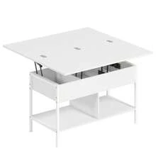 tavolino per laptop, tavolino mobile, con vano portaoggetti, con ripiano, allungabile, con piano sollevabile, in legno ingegnerizzato, 98 x 49 x 55 cm, per soggiorno, camera e ufficio, per adulti e famiglie, bianco - Bianco - Visualizzare 10
