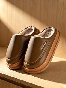 Sandal Pria Sol Tebal, Sandal Rumah Hangat dengan Sol Lembut, Nyaman, dan Sederhana untuk Musim Gugur dan Musim Dingin, Sandal Pasangan - Coklat - View 3