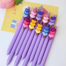 4pcs/Set Random Heart-Shaped Ballpoint Pens, Retractable Design, Multiple Patterns, Simple Printed Pens, Suitable For Weddings, Parties, Daily Use, Gifts, Perfect Valentine's Day Gift For Friends And Family - A - View 6
