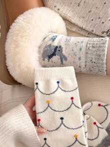 1/4/8Pairs Mixed Pack Fair Isle Socks Women'S Autumn Winter Mid-Calf Socks Christmas Warm Thick Socks - Multicolor - View 3