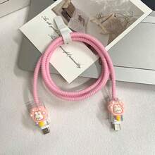 4pcs Cat Paw Pattern Data Cable Protector, Compatible With Apple Phone Accessories Data Cable Protector - Durable, Anti-Crack, Elegant Design, Suitable For Young Girls - Multicolor - View 5