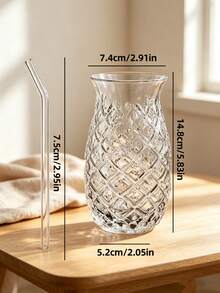 1pc Clear Glass Water Cup, Diamond Embossed Textured Drinking Cup, Aesthetic Beverage Cup For Home Office Bar,Multipurpose Cup For Water Juice Cocktail - Multicolor - View 9
