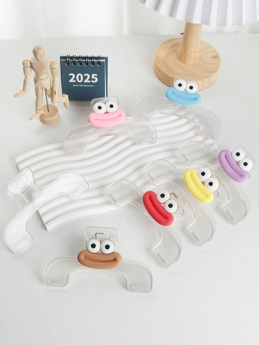 1pc Cartoon Funny Big Eyes Big Mouth Transparent Book Clip, Colorful Fun 3D Expression Page Divider Clip, Shaped Page Clip, Creative DIY Bookmark/Notebook Marker, High-Quality Stationery Clip Suitable For Reading, Journaling, Creative Book Clip, Practical Note Clip, Manual Fixing Clip, Snack Sealing Clip. (Note: Some Accessories Need To Be Glued Separately) - Multicolor - View 1