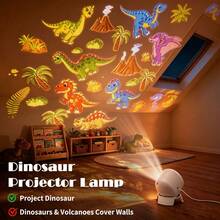 360° Rotating Dinosaur Dynamic Projection Night Light, Jurassic Dinosaur Projection Lamp, Dinosaur Forest Elements, Fantasy Dinosaur Theme LED Atmosphere Night Light, For Bedroom Bedside Decor Atmosphere Lamp, Christmas Gift - Dinosaur Dynamic Projection Light - View 2