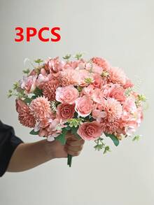1件人造絲茶玫瑰與菊花花束 塑料植物 新娘花束 情人節仿真植物 婚禮裝飾 DIY花環材料 新娘手腕花飾品 婚車裝飾 入口拱門裝飾 家居 餐廳 臥室 花瓶裝飾 生日派對裝飾材料 新年禮物 - 深粉紅色 - 查看 8