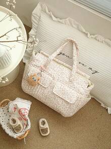 Tas Popok Universal Motif Bunga untuk Ibu & Ayah, Tas Ganti Popok Berbahan Quilted dengan Tali Bahu Panjang, Cocok untuk Bayi Laki-laki & Perempuan, Perlengkapan Bayi - MultiWarna - View 9