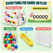 Caterpillar Color Sorting & Counting Toy With Tweezers And Pattern Cards, Preschool Matching Learning Game For Kids Ages 3+ - Multicolor - View 12