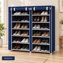Zapatera Portátil Grande 8057 para 36 Pares, Organizador de Calzado de 6 Niveles con Doble Compartimento y Cubierta Antipolvo, Disponible en 4 Colores - Ver 8