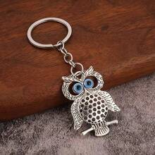 2pcs New Minimalist Creative Blue Eye Hollow Owl Keychain, Campus Student Graduation Ceremony Gift For Friends, Owl Holiday Party Commemorative Gift, Bag Charm, Unisex Clothing Accessory, Gift For Couples - Multicolor - View 4