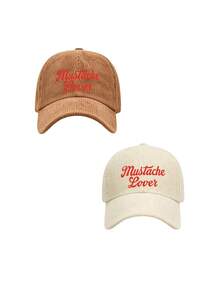 1/2pcs Unisex Letter Print Minimalist Corduroy Baseball Cap,Personalized Adjustable Trucker Hat,Suitable For Spring,Autumn,And Winter Daily Wear,Gift - Multicolor - View 14