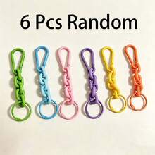 2/6pcs Mixed Color Plastic Chain Keychain Clips, Colorful Carabiner Hooks With O-Ring, Bag Pendant DIY Accessories - Multicolor - View 4