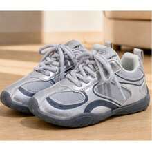 1 Pair Kids Black & White Colorblock Functional Sports Shoes, Mesh Breathable Foot Protection Casual Running Shoes - Grey - View 5