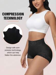 1pc Women's Tummy Control Butt Lifting Shaping Panties, With Anti-Slip Silicone Design, Suitable For Daily Wear And Multiple Occasions - Black - View 5