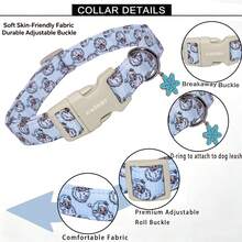 1PC Blue Santa Claus Cartoon Printed Dog Collar, Soft Adjustable Pet Collar With Quick Release Buckle, Adjustable Strap And Zinc Alloy D-Ring, Festive Christmas Pet Collar For Small, Medium And Large Dogs & Cats, Holiday Gift For Boys & Girls - Blue - View 6
