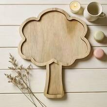 Tree-Shaped Wooden Tray With Rim, Natural Solid Wood Decorative Plate, Multi-Functional Wooden Dish For Aromatherapy And Jewelry, Vintage Desktop Ornament, Home Party Thanksgiving Decor - Multicolor - View 4