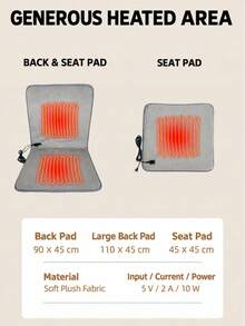 Large USB Powered Heated Seat Cushion With 5 Adjustable Temperature Levels And Timer, Overheat Protection - Plush Faux Rabbit Fur, Perfect For Home, Office Or Outdoor Use - Multicolor - View 10