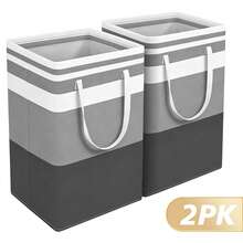 2 Piezas Cesta de Ropa Sucia Plegable Impermeable de 75L, Caja de Almacenamiento para Juguetes y Artículos Varios, Canasta Organizadora de Lavandería con Asas, para Baño, Dormitorio, Hogar y Decoración de Fiesta de Halloween - Ver 5