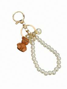 1pc Elegant Faux Pearl Keychain, Creative Bear Key Ring Decorative Accessory, Car Key Holder, Bag Charm, Suitable For Friends, Family, Valentine's Day Gift, Birthday Gift, Holiday Gift, Party Favor - Multicolor - View 7