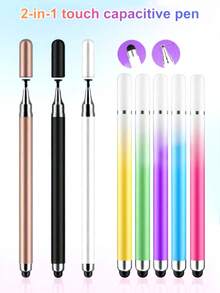 2-In-1 High Precision Silicone Disc Tip Stylus Pen For Smartphones, Tablets, Drawing, Writing - Compatible With Apple , Tablets, Capacitive Screens - Multicolor - View 2