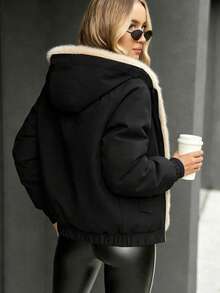 Women's Autumn/Winter Reversible Faux Fur Jacket Coat - Black - View 3