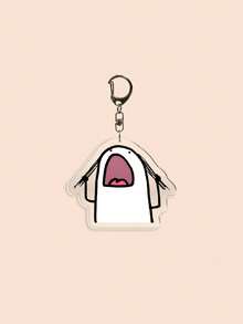 1pc White Popular Cartoon Character Keychain, Fun Anthropomorphic Expression Acrylic Bag Charm, Couple And Fan Valentine's Day Gift, Car Accessory, Cute Gothic Y2K Campus Style - Multicolor - View 5