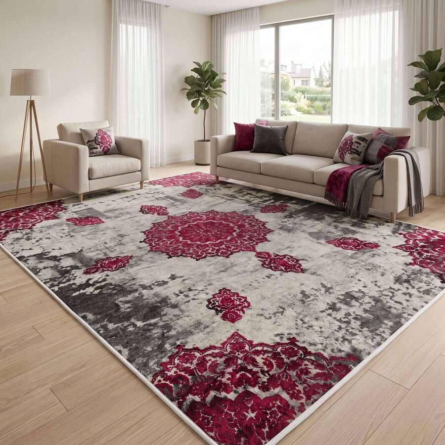 Washable Scandinavian Rugs – Nordic Designs For Modern Homes - Perfect For Living Room, Bedroom, Hallway, Kitchen - Indoor And Outdor Carpet | Non-Slip Backing - Coffee Brown - View 1