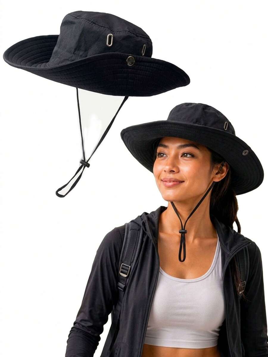 1pc Outdoor Fishing Bucket Hat, Breathable Quick-Dry Sun Protection, Hiking Adventure Hat, Unisex Quick-Dry Travel Headwear - Denim - View 1